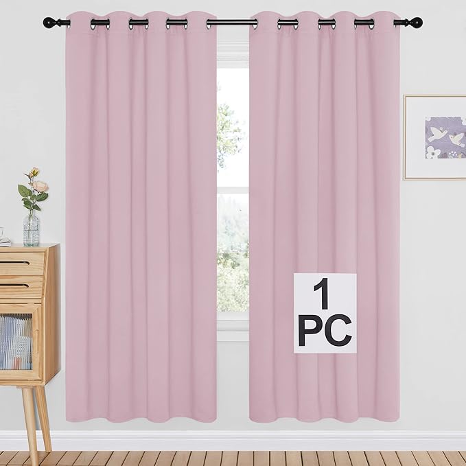 NICETOWN Bedroom Curtain Room Darkening Drapery - Home Fashion Microfiber Thermal Insulated Solid Grommet Room Darkening Curtain for Kitchen (Lavender Pink, 1 Panel, 52 inches Wide by 72 inches Long)