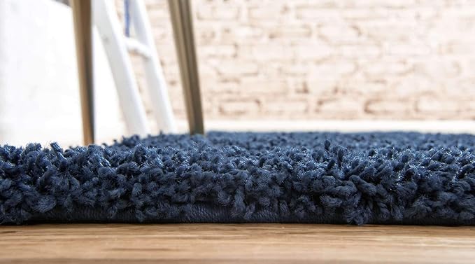 Unique Loom Solid Shag Collection Area Rug (2' 6" x 16' 5" Runner, Sapphire Blue/ Navy Blue)