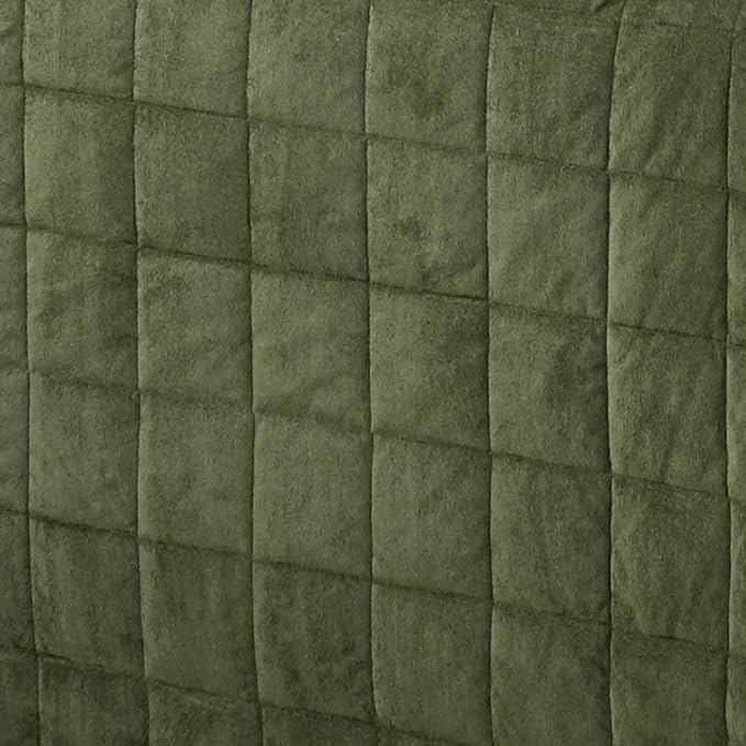 Touch of Class Camden Luxury Bedding | Warm Deep Sage Green Color | Grande Fitted Bedspread | Faux Suede Box Quilted Design | Designed 3 Piece Set Includes Cal King Bedspread and 2 King Shams