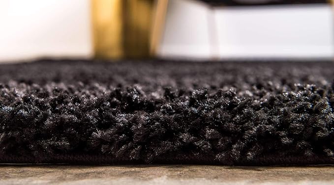 Unique Loom Solid Shag Collection Area Rug (8' x 11' Rectangle, Jet Black)