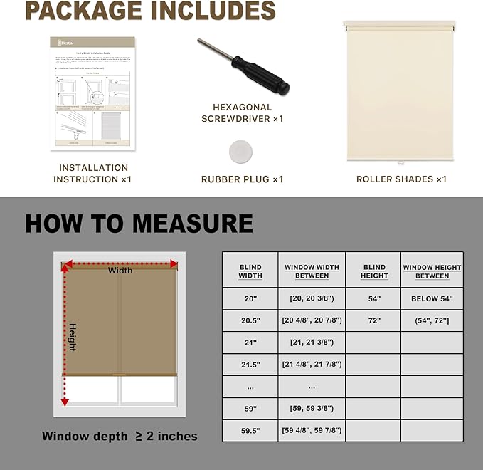 HESTIA No Drill Cordless Blackout Roller Shades Screwless Waterproof Shower Window Blinds, Auto-Retraction Easy Install Blind for Bathroom/Kitchen/Office/Exterior, Cream, 20.5" W x 72" H