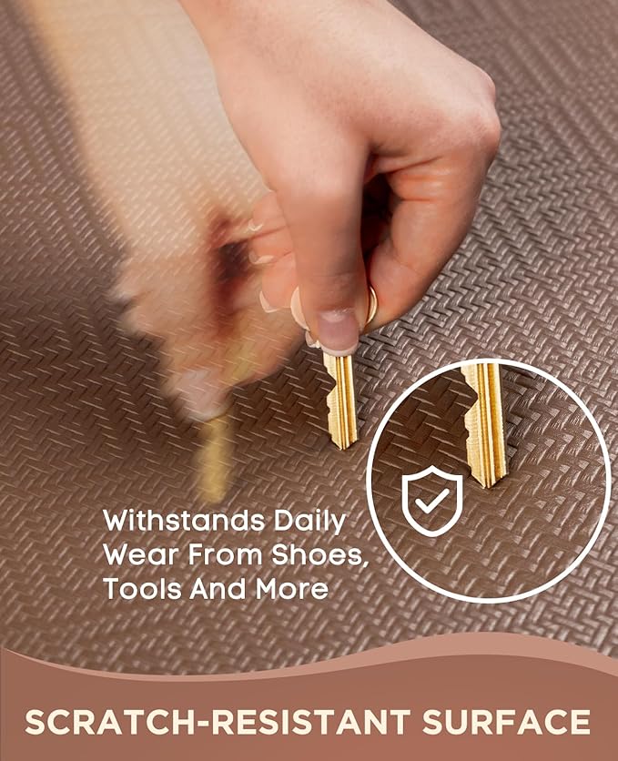 Ophanie Kitchen Mats for Floor, 3/4 inch Thick, 17x28 Anti Fatigue Cushioned Mat, Kitchen Rugs, Waterproof, Comfort Ergonomic Standing Mat for Office, Home, Sink, Brown Non-Slip Ridged Bottom