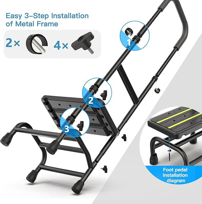 Packve Step Stool with Handle for Elderly, Non Skid Platform & Adjustable Handrail, Medical Stepping Stool for High Bed Mobility & Daily Living Aids, Bedside Car Stair Lift for Senior Adults 350lbs