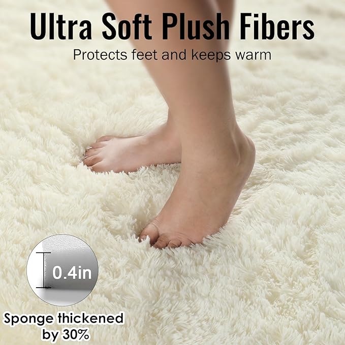 PAGISOFE Machine Washable Area Rugs for Living Room 6x9 Ft,Cream White Soft Fuzzy Shaggy Rugs for Bedroom, Office Ivory Nursery Carpet Boys Girls Dorm Pastel Rug for Kids Room Home Decor Aesthetic
