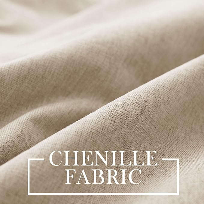 Macochico 100% Blackout Chenille Curtains for Living Room Classic Chenille Window Curtain Panels Thermal Drapes for Bedroom Hotel Grommet Curtains with Tieback Taupe 84" Wx96 L 1 Panel