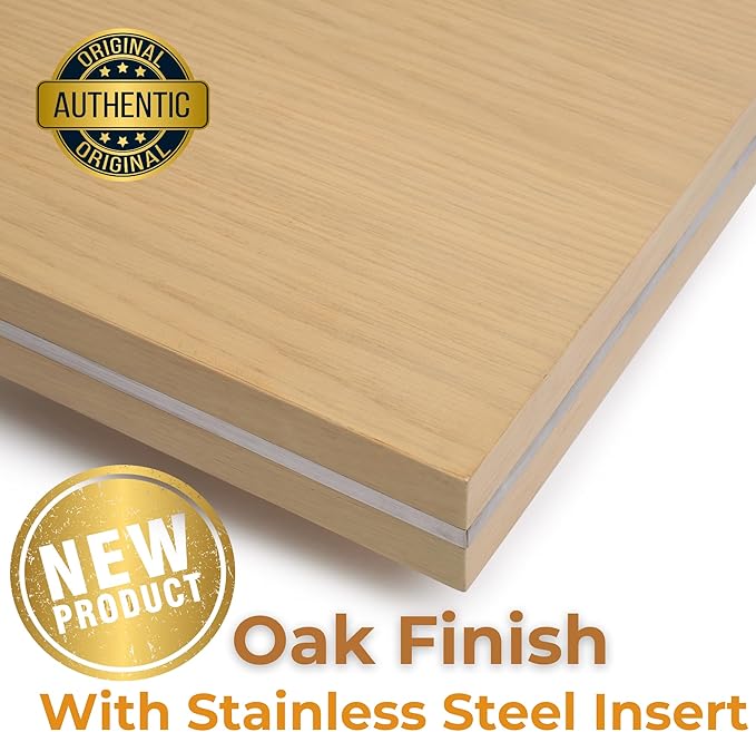 HÜNGSMART 60 Inch Wooden Floating Shelf – Supports 300lbs - Engineered Wood - 5 Foot Long – Oak Finish with Stainless Steel Insert– Includes Laser Welded Precision Wall Bracket (60 x 11 13/16 inches)