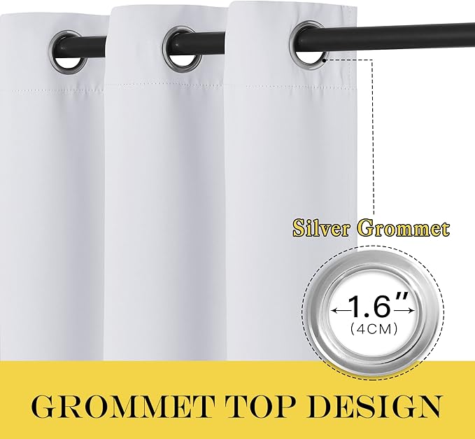 NICETOWN Patio Door Curtain 132 inches Long, Grommet Room Divider Sliding Door Curtain Light Blocking Thermal Insulated for Bedroom/Living Room, Greyish White, W100 x L132, 1 Panel