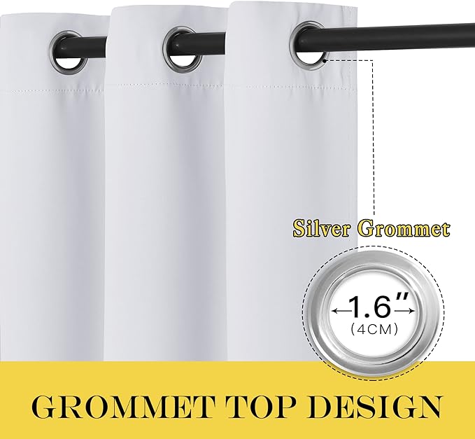 NICETOWN Room Darkening Curtain for Living Room - Window Treatment Thermal Insulated Grommet Room Darkening Panel/Drape for Bedroom (1 Panel, 52 by 45, Greyish White)