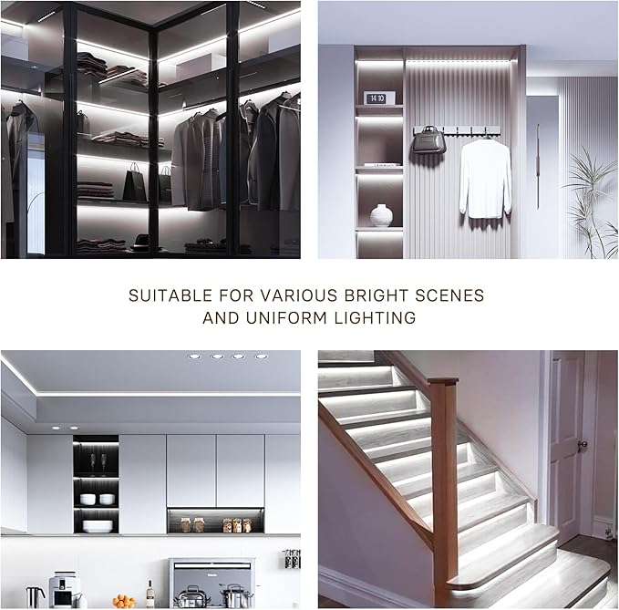 COB LED Strip Lights Cool White,24V Dimmable led Light Strip KIT with Remote and app Control,6000K 25FT/7.5m 8mmwide Ra>90 Cuttable Flexible Strip Lights for Bedroom,Wardrobe,Cabinet