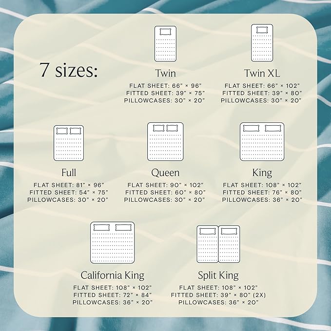 LuxClub 3 PC Twin Sheet Set, Deep Pockets Wrinkle Free Cooling Bed Sheets Hotel Bedding for Women, Men, Kids & Teens, Includes 1 Fitted Sheet, 1 Flat Sheet and 1 Pillowcase-Striped - Light Blue