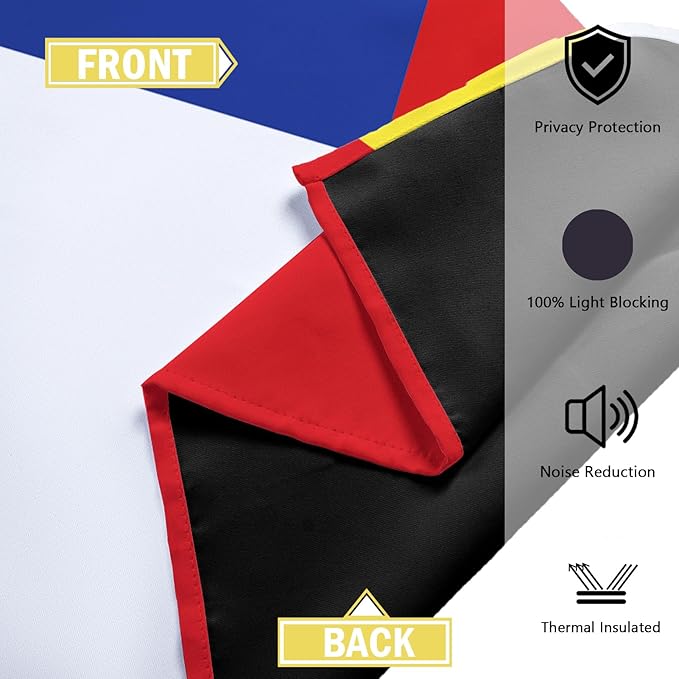 Colorful 100% Blackout Curtains for Bedroom 96 inch Long 2 Panels Set Red Yellow Modern Abstract Geometric Black Out Curtains Insulated Room Darkening Window Drapes for Living Room, 52Wx96L