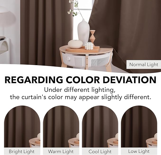 Deconovo Blackout Curtains for Kitchen Window Back Tab and Rod Pocket Curtains Room Darkening Curtains 52Wx45L Inch Brown 2 Panels