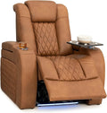 Seatcraft Diamante Zero-Gravity CoolZero Italian Leather Home Theater Seating, Power Headrest, Power Recline, Single Recliner, Tawny