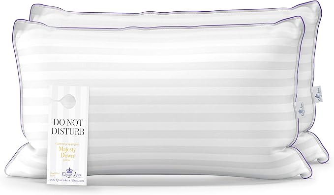 Queen Anne Hotel Collection Pillows – Luxury Down Alternative Bed Pillows (2-Pack, Standard Firm) – Ultimate Comfort, Hypoallergenic, Made in The USA