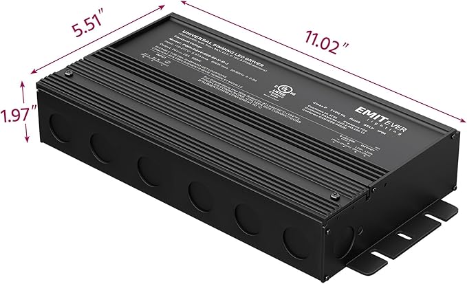 EMITEVER Dimmable Led Driver, 600W AC 110V-277V to DC 24V Transformer, 5-in-1 Dimming: ELV/MLV/TRIAC / 0-10V / 1-10V / 10V PWM/Potentiometer, Waterproof IP67 and UL Listed