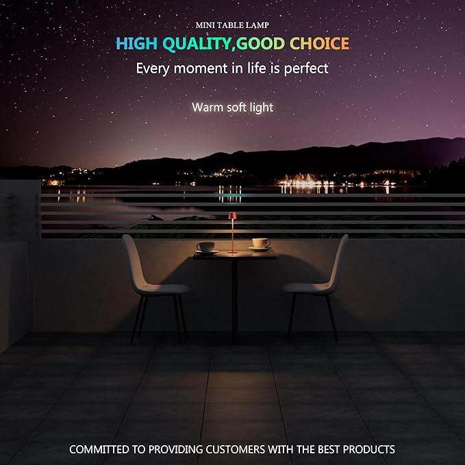 Modern LED Color-Changing Cordless Table lamp, 7 Colors, metal Shade, Touch control with sleep mode for Restaurant, Bedroom, Outdoor Camping, Coffee Shop, Night Light, Rechargeable(Red 1 PACK)
