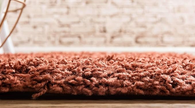 Unique Loom Solid Shag Collection Area Rug (2' 7" x 10' Runner, Terracotta)