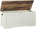 Timberer 39.4" Storage Chest, Wooden Storage Bench, Lift Top Toy Chest with 2 Safety Hinges, Large Toy Box, Entryway Bench for Living Room, Bedroom, Brown and Rustic White