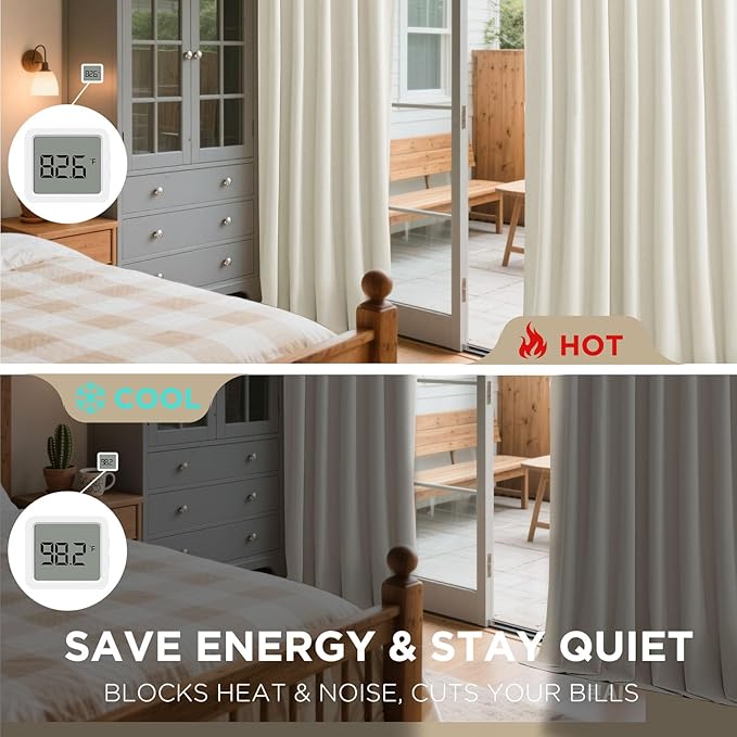 Joydeco Mousse White Blackout Curtains 96 Inch Long, Luxury Thermal White Velvet Curtains for Bedroom & Living Room, Room Darkening Velvet Drapes 2 Panels, Grommet Top (52W x 96L)
