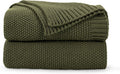CozeCube Olive Green Throw Blanket for Couch, Soft Cozy Cable Knit Throw for Bed Sofa Living Room, Lightweight Warm Decorative Farmhouse Christmas Blanket, 50"x60", Olive Green
