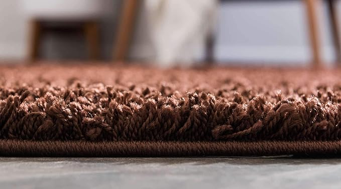 Unique Loom Solid Shag Collection Area Rug (7' 10" x 10' Rectangle, Chocolate Brown)