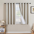 H.VERSAILTEX Linen Curtains 100% Blackout Curtains for Bedroom 45 inch Long Full Light Blocking Nature Linen Blended Window Curtains for Living Room Nickel Grommet (2 Panels, Heathered Linen)