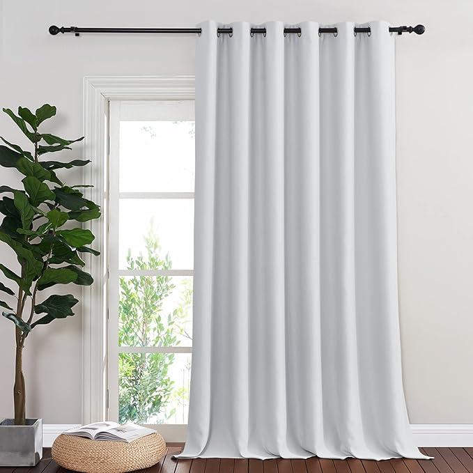NICETOWN Patio Door Curtain Room Darkening Drapes, Grommet Light & Heat Blocking Room Divider Curtain Panel Window Drape for Bedroom/Living Room (Greyish White, W80 x L90, 1 Panel)