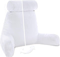 Husband Pillow XXL Aspen Edition - Adult Reading Bed Rest Pillow with Arms & Detach Neck Roll on Bungee Cord - Premium Memory Foam, Reversible 2 Sided Covers Micro Suede or Plush, White Dandelion