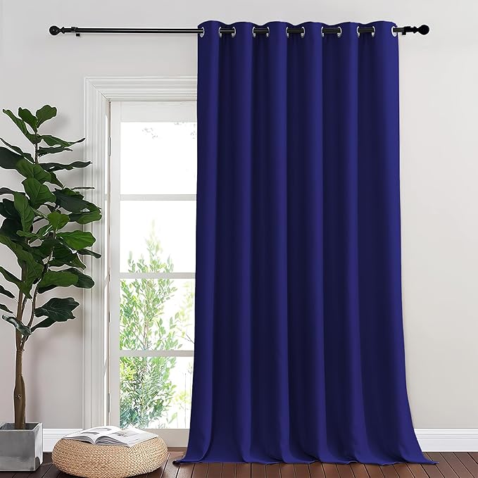 NICETOWN Blackout Room Divider Curtains for Sliding Glass Doors 102 Inches Long 1 Panel, Extra Wide Sliding Door Curtains for Doorway Patio Bedroom Living Room (Navy Blue, 80Wx102L, 1 Panel)
