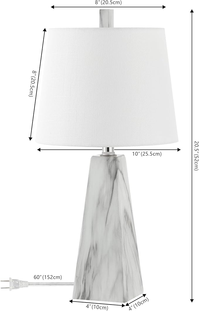 JONATHAN Y JYL1037A-SET2 Owen 20.5" Resin LED Table Lamp Contemporary, Office, Living Room, Family Room, Dining Room, Bedroom, Hallway, Foyer, White Marble Finish (Set of 2)
