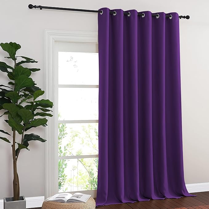 NICETOWN Blackout Curtains & Drapes - Privacy Thermal Efficiency Backdrop Curtains for Bedroom Room Divider Living Room Patio Sliding Glass Door, Wide 80 x Long 144 inch, Royal Purple, 1 Panel