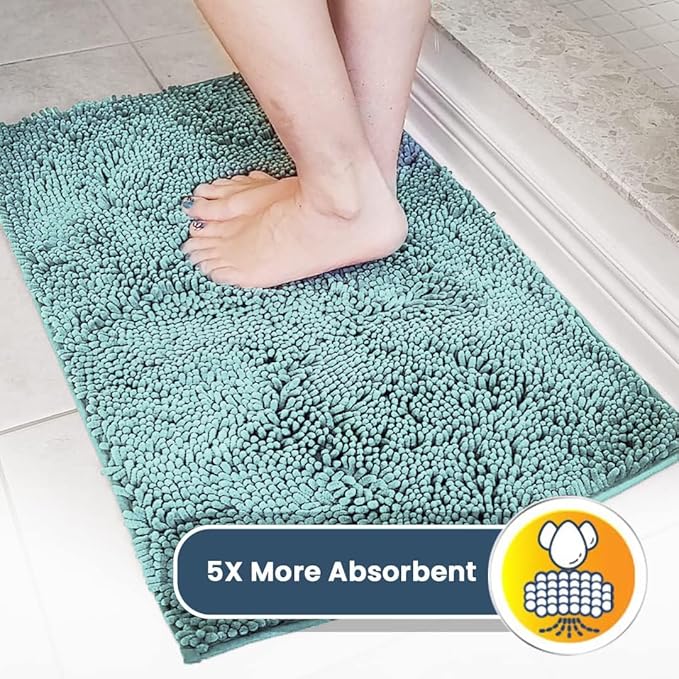 Muddy Mat® Shown on TV–Super Absorbent Microfiber Dog Door Mat for Muddy Paws, Non-Slip Washable Pet Rug, Quick Dry Chenille Entryway Carpet, Machine Washable Indoor Outdoor mat–Seafoam Green 30"x19"