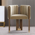 Velvet Fluted Accent Chair for Living Room with Wood Frame, High Resilience Foam, Elegant Modern Armchair (Camel)