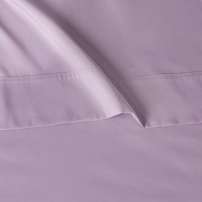 Amazon Basics Lightweight Super Soft Easy Care Microfiber 4 Piece Bedsheets Set with 14-Inch Deep Pockets, Queen, Frosted Lavender, Solid