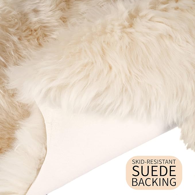 Premium Cream/Champagne Sheepskin Rug - Sheep Rugs - Soft Fluffy Real Sheepskin Fur - 2ft x 3ft Sheep Skin Chair Throw