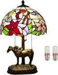 2 Lights Tiffany Table Lamp Stained Glass Table Lamp Victorian Bedside Lamp for Bedroom Living Room Home Coffee Decor,11.8 inch