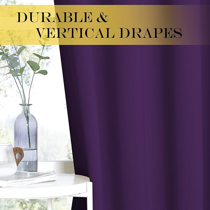 NICETOWN Insulated Sliding Door Curtain - Wide Thermal Blackout Patio Door Curtain Panel, Sliding Door Drapes/Draperies with Grommet Top (Royal Purple, W100 x L84)