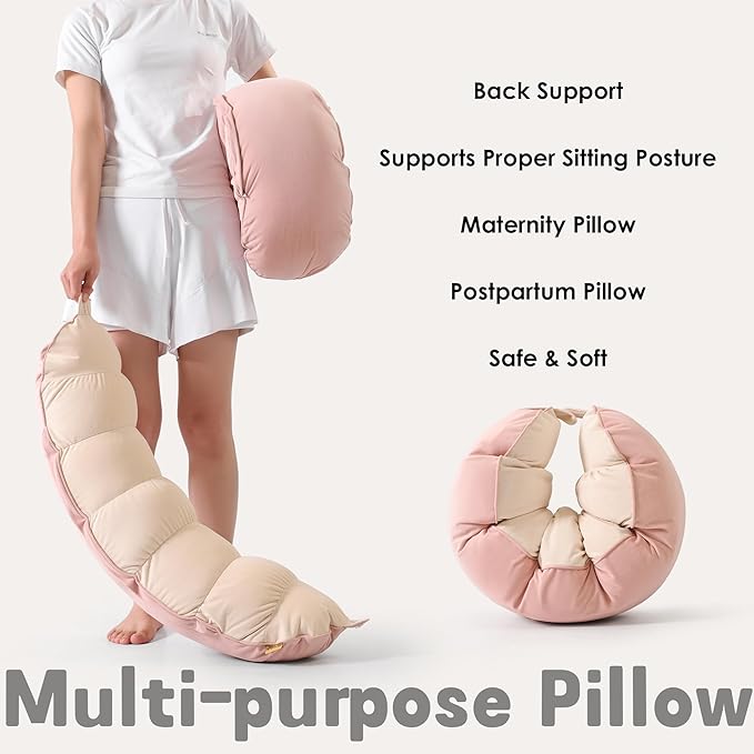 Peallow(Pat. Pend) – Long Round Body Pillow for Adults, Bolster Pillow for Sleeping, Soft and Supportive Pillow for Sleeping & Lumbar Support