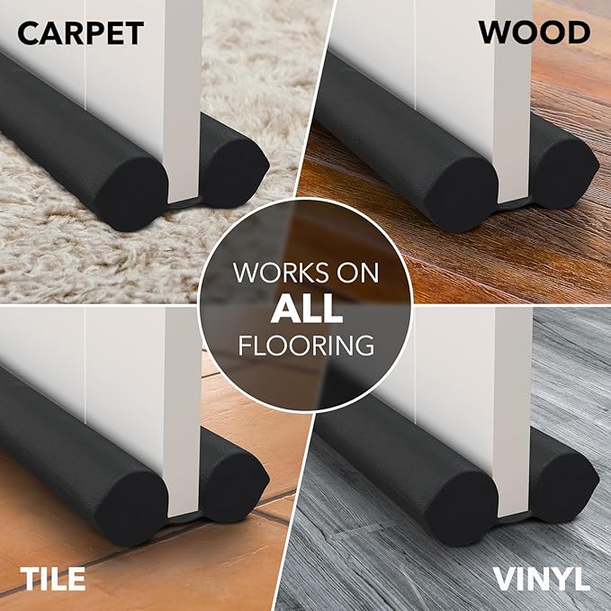 Everlasting Comfort 2 Sided Under Door Draft Stopper for Bottom of Doors - Quick Install, Keeps Heat In & Cold Air Out - Sound Proofing Foam Strip Gap Filler, Noise Blocker for Interior -Fits 30"-36"W