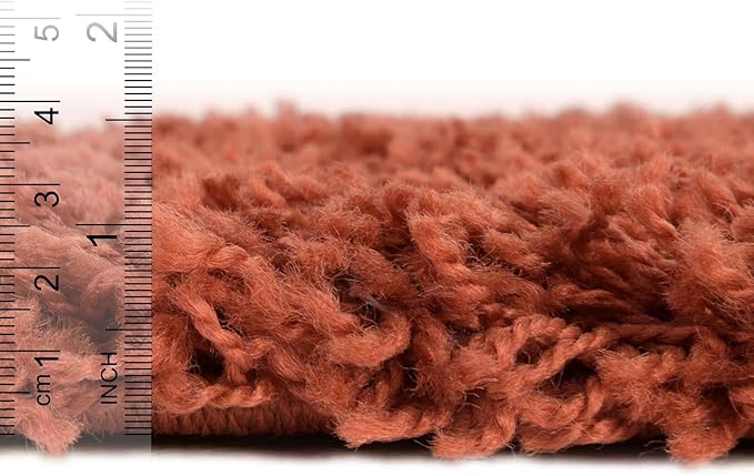 Unique Loom Solid Shag Collection Area Rug (4' 1" Octagon, Terracotta)