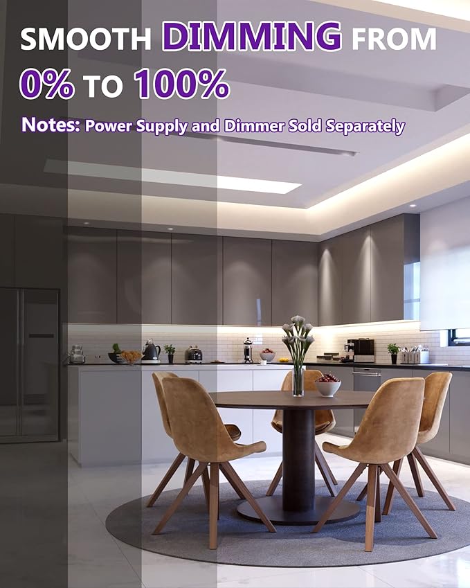 HitLights COB LED Strip Lights Neutral White 4000K,16.4ft Premium High Density 24V Tape Light, 2560LEDs, 350+ LM/FT, CRI 90+, IP30, Lighting for Kitchen, Cabinets, UL Listed(Power Source Not Included)