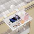 Foldable Bedside Shelf, Metal Clip-On Bed Tray Table for Bunk Bed & Dorm Beds, Dorm Room Essentials Organizer for College Students, Floating Tray, Space Saving Nightstand for Loft Beds (White, Small)