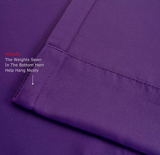 MIUCO 2 Panels Room Darkening Thermal Insulated Grommet Window Blackout Curtains for Bedroom 95 Inches Long Purple