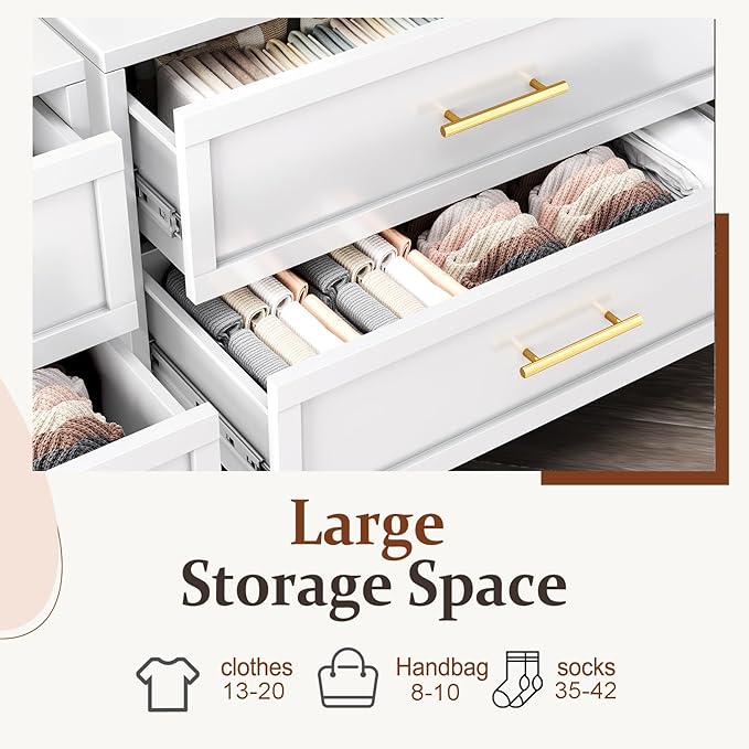 Metal Dresser, White Tall Dresser for Bedroom, 53.54" H Dressers & Chests of Drawers, 5 Drawer Dressers for Living Room, Entryway, Hallyway (White, 5 Drawers)