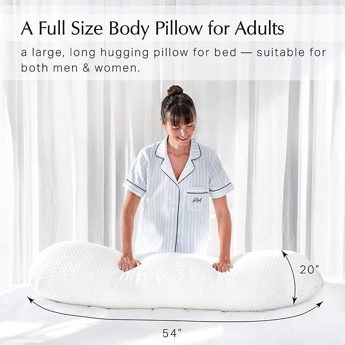 Aricove Body Pillow for Adults, Side Sleeper Pillow for Bed, Full Body Support in Long & Large Size, Tencel Lyocell Cover, Firm Memory Foam & Soft Microfiber, 20x54 inch, Machine Washable
