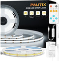 PAUTIX COB LED Strip Light 32.8ft,LED Lights UL-Listed Daylight White 6000K Strip Lights with RF Remote,Dimmable Super Bright 24V Cool White Natural White LED Tape Lights,Cabinet Office Lighting