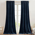 StangH Blue Velvet Blackout Curtains 96 inches Long Navy Blue Thick Thermal Insulated Window Treatment Luxury Home Decor for Sliding Door/Bedroom/Dining Room, W42 x L96, 2 Panels