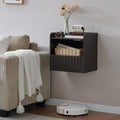 Modern Fluted Floating Nightstand Wall Mounted - Bedside Table with Storage Drawer & Display Shelf, Minimalist Bedroom Furniture for Studio Apartments(Espresso)