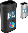 iTouchless 16 Gallon / 61 Liter Open Top Kitchen Trash Can & Recycle Bin, Matte Black Stainless Steel Commercial Grade Garbage Bin with Dual Odor Filters for Office, Garage, Restaurant, and Home