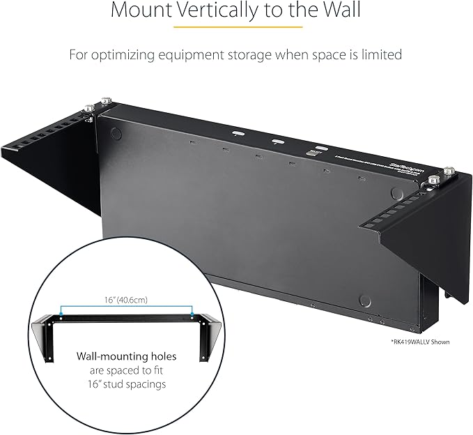 StarTech.com 5U Vertical Wall Mount Rack - 19in Low Profile Open Wall Mounting Bracket - Network/Server Room/Data/AV/IT/Patch Panel/Communication/Computer Equipment - w/ Cage Nuts/Screws, TAA